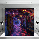 Aperturee - Aperturee Cyberpunk Graffiti Hallway Photography Backdrop 80s Neon Light Urban Wall for Retro Themed Photo Shoots